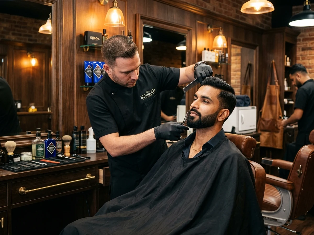 Men’s beard grooming and sculpting by professional male barber