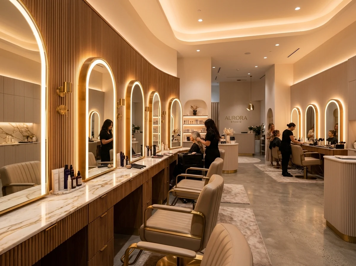 Modern luxury salon and makeup studio interior